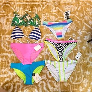 Lot Of 7 BNWT bikini Bottoms And 2 Top Size Xs And Sm